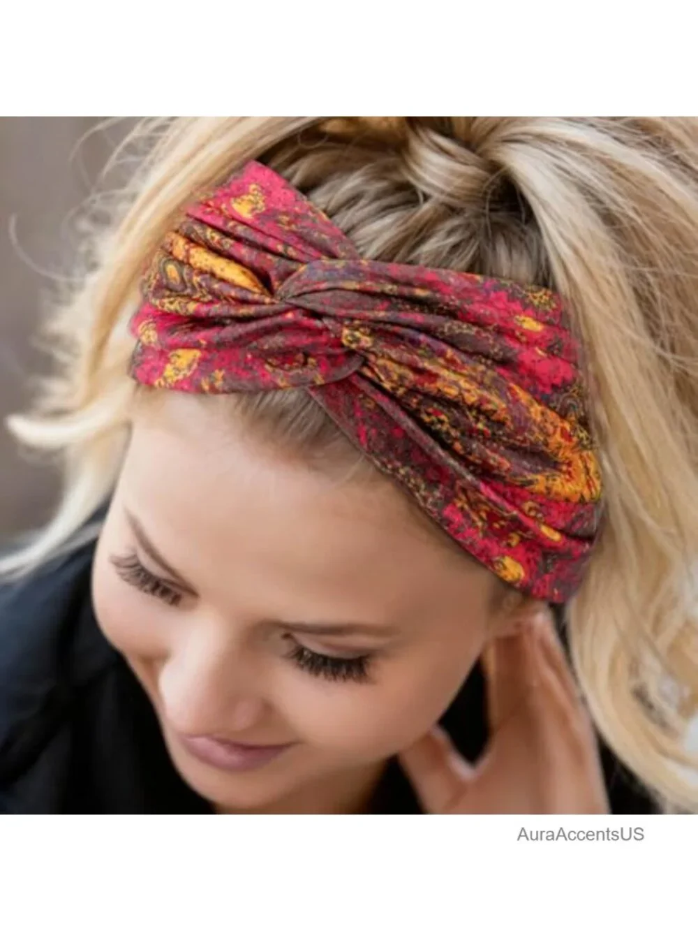 4 Pack Turban Headbands for Women Wide Vintage Knotted Hair Wraps Stretchy